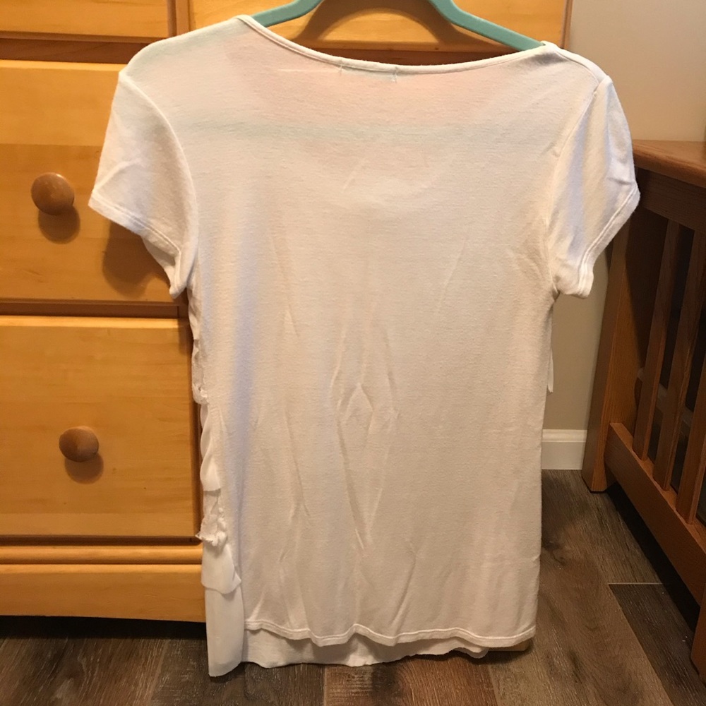 2/$5 ~ Maurice’s small white lace trimmed top - Picture 2 of 3